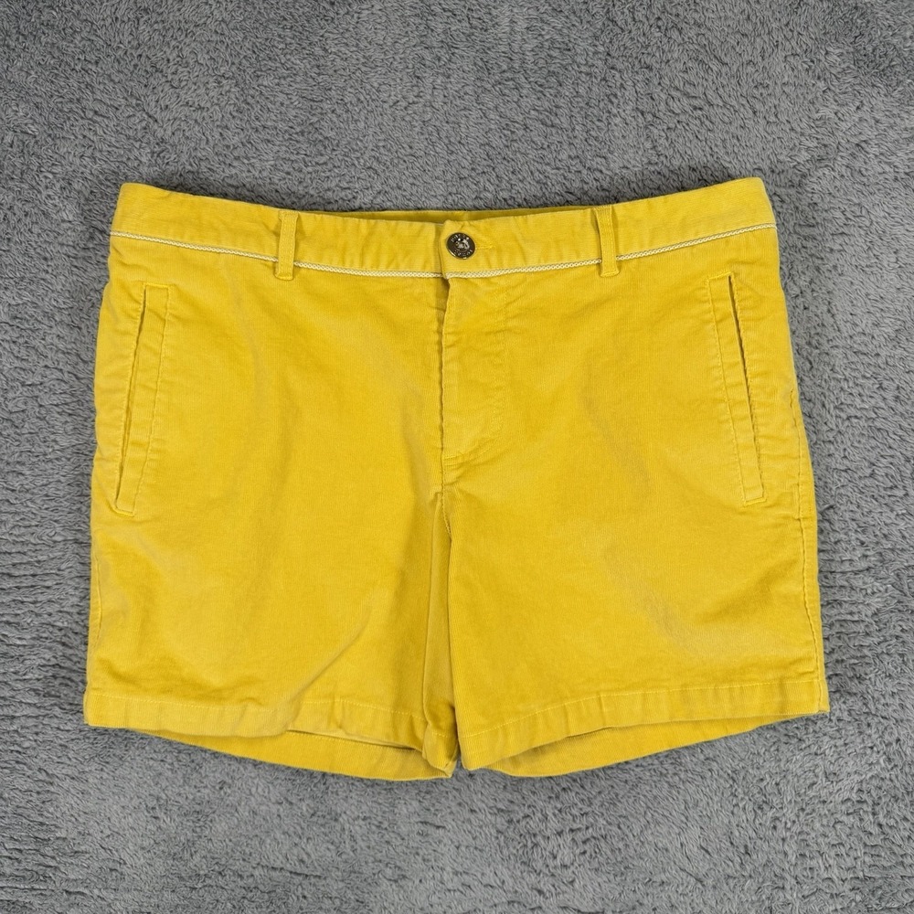 Parke & Ronen Shorts Mens 32x5 Yellow Corduroy Chino Cotton Stretch Zip Pockets